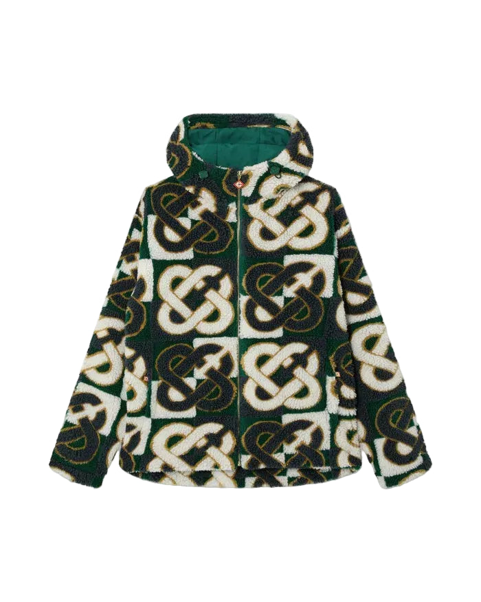 Green & navy check monogram fleece jacket-CASABLANCA-310402-XS-Verso