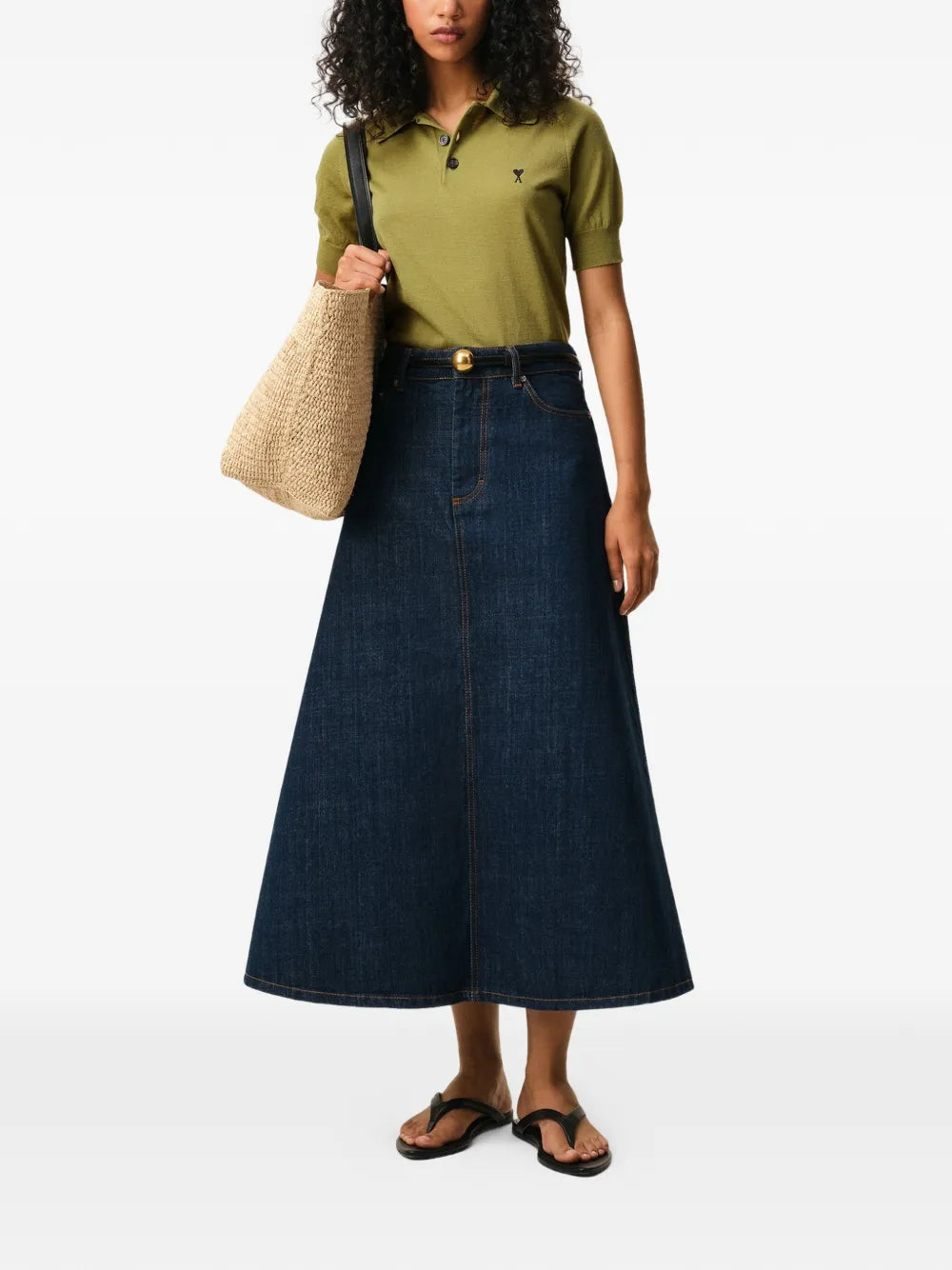 De coeur chest-embroidery polo top-AMI-Verso