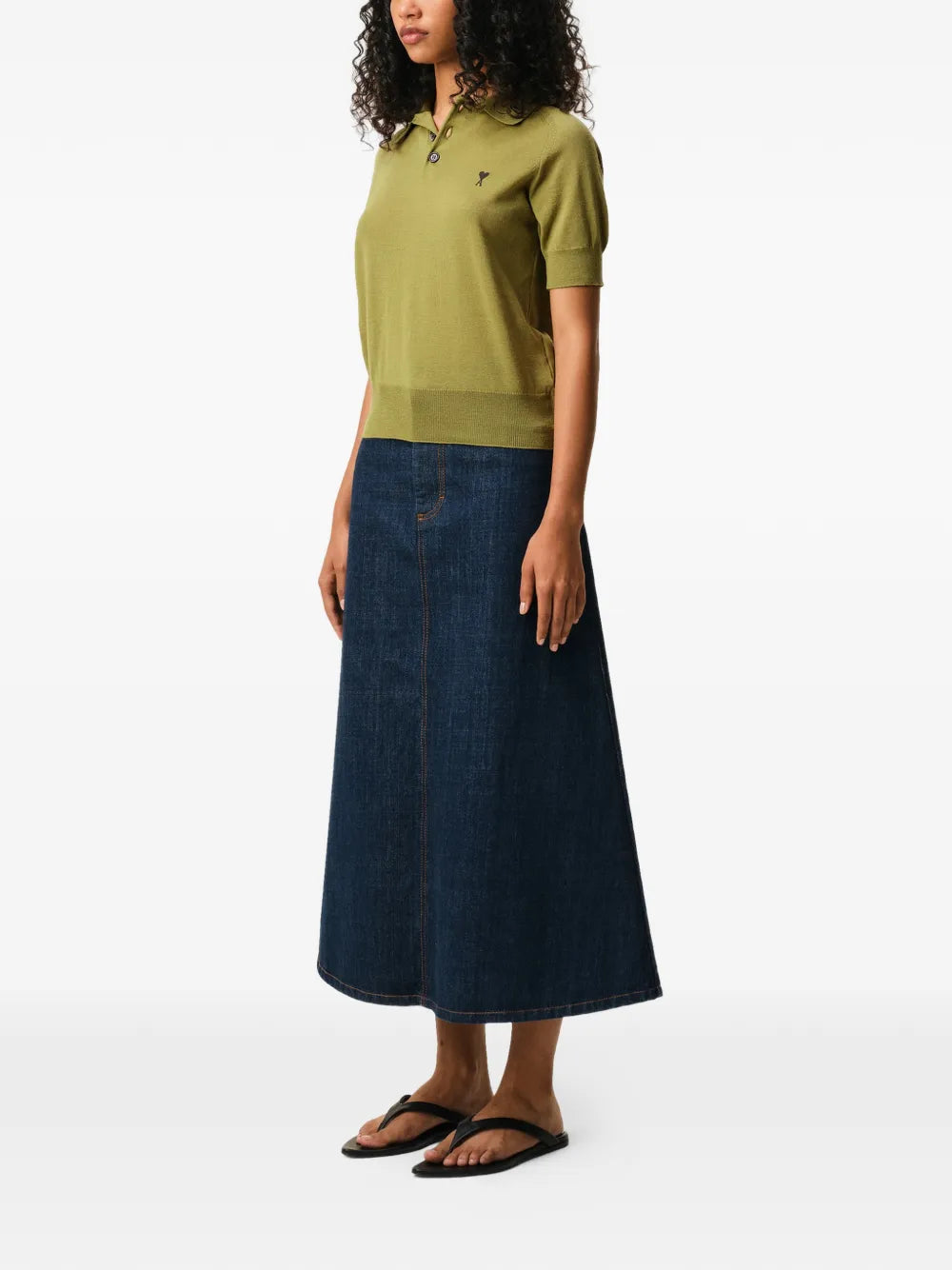 De coeur chest-embroidery polo top-AMI-Verso