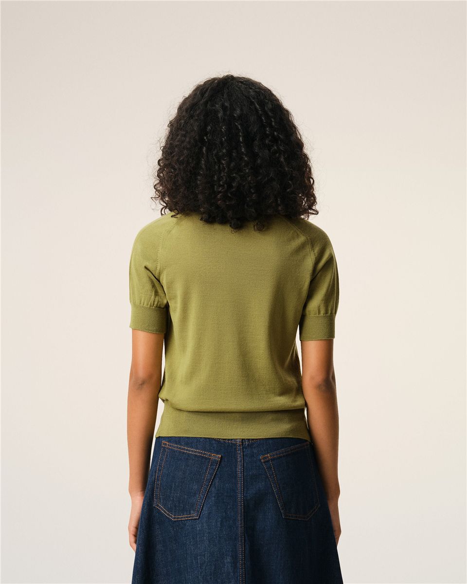 Green wool short sleeves ami de coeur polo-AMI-Verso