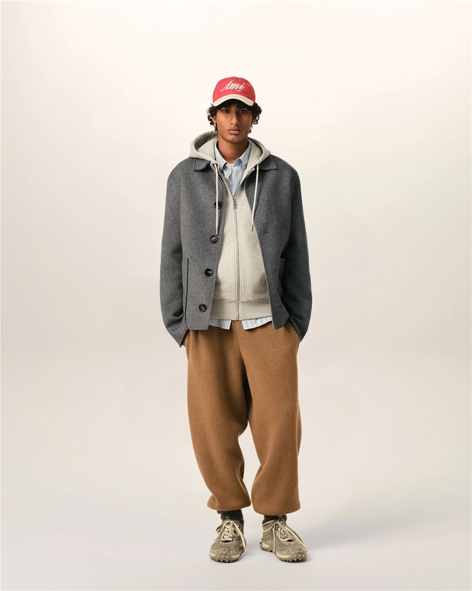 Grey button-down wool and cashmere jacket-AMI-Verso