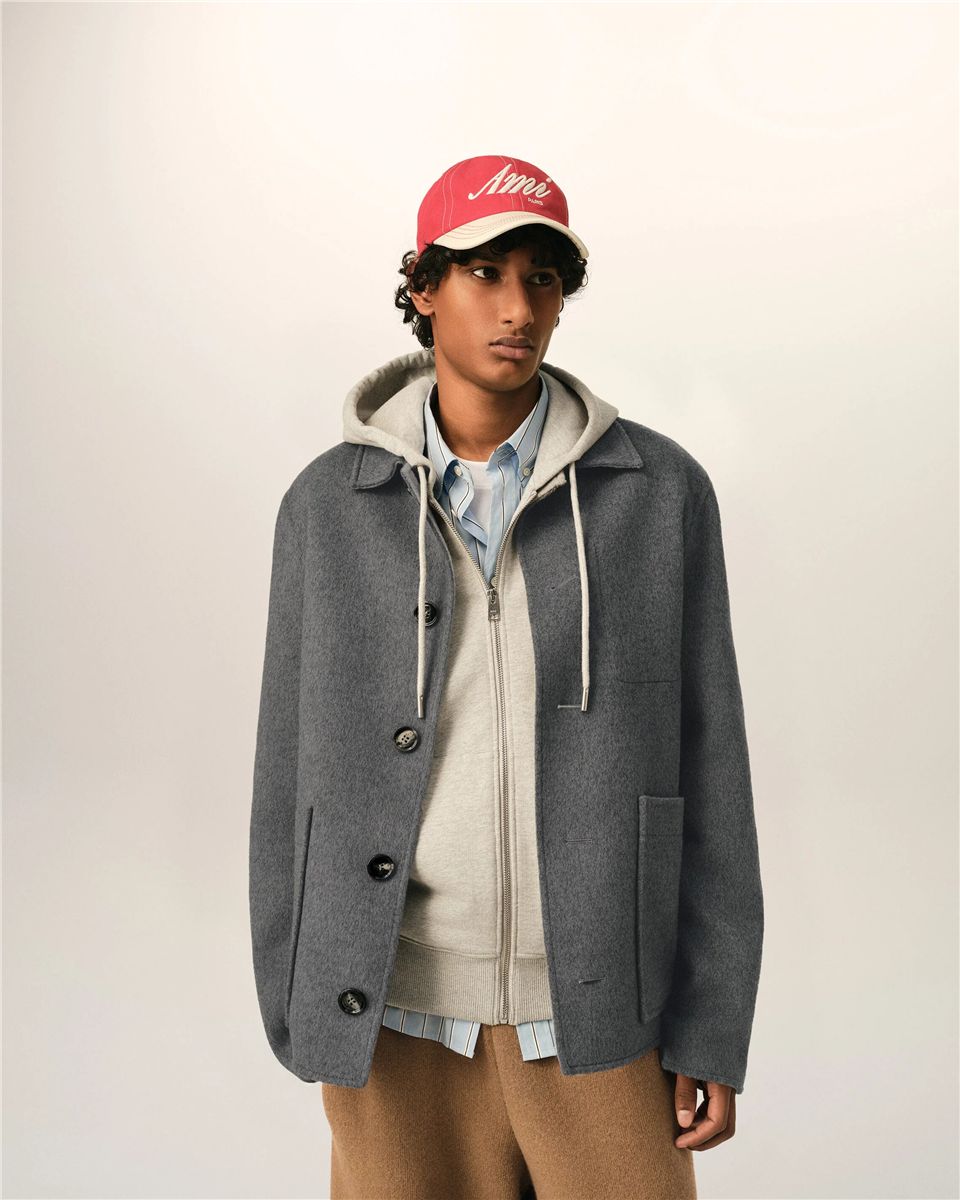 Grey button-down wool and cashmere jacket-AMI-Verso