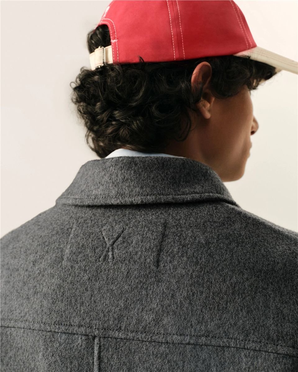 Grey button-down wool and cashmere jacket-AMI-Verso