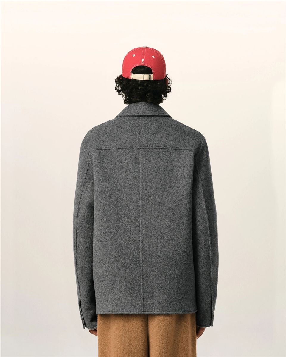 Grey button-down wool and cashmere jacket-AMI-Verso