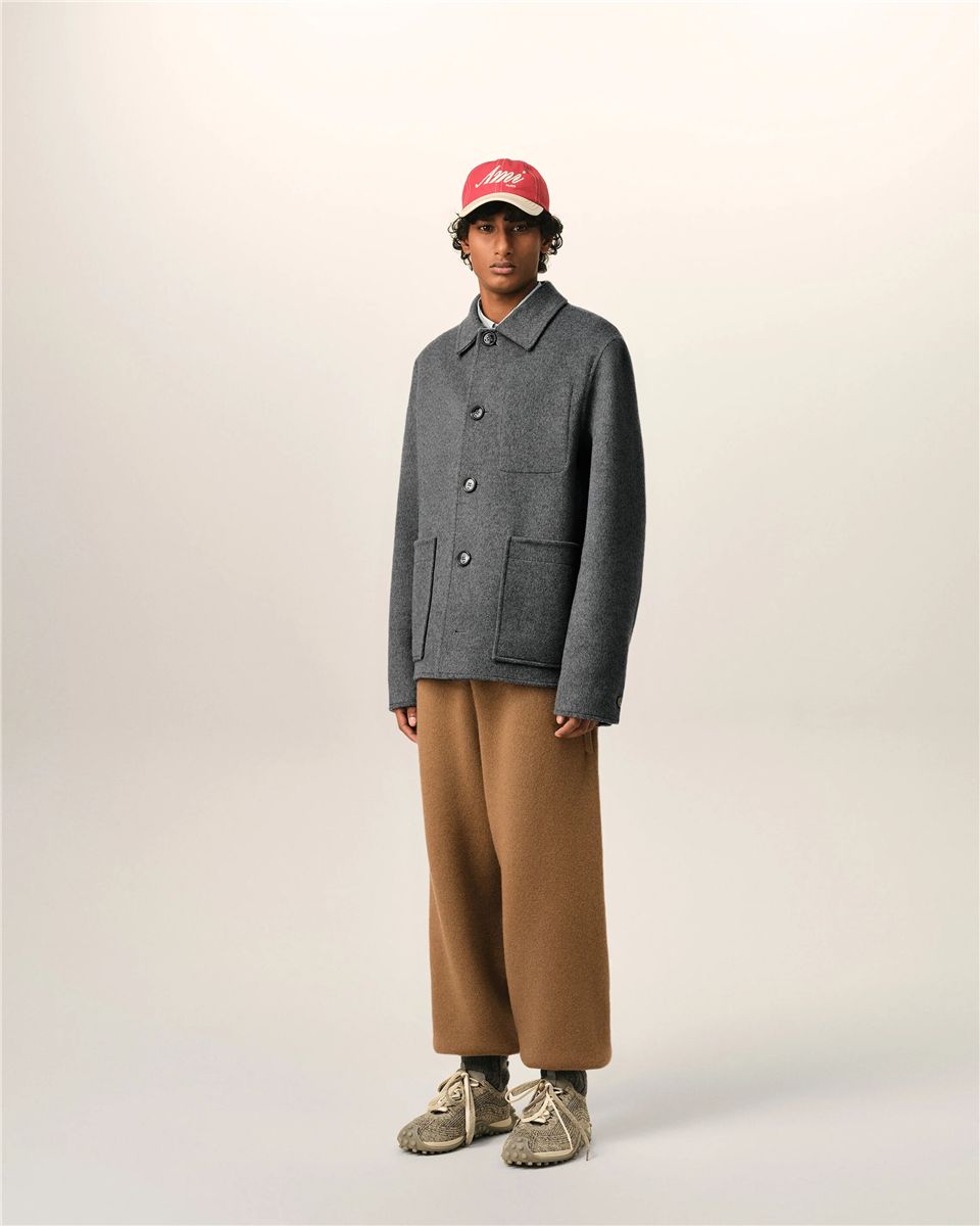 Grey button-down wool and cashmere jacket-AMI-Verso