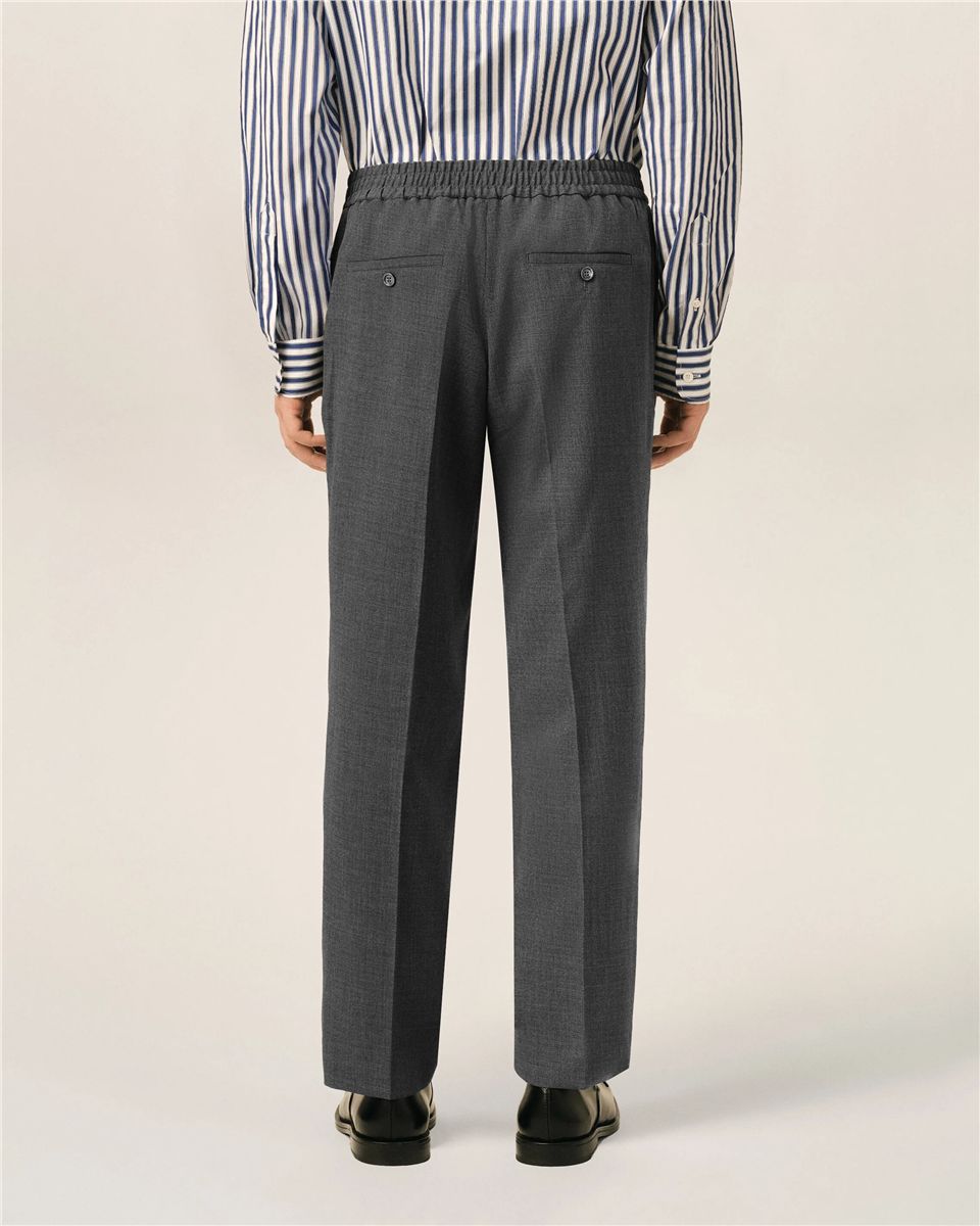 Grey elasticated-waist wool trousers-AMI-Verso