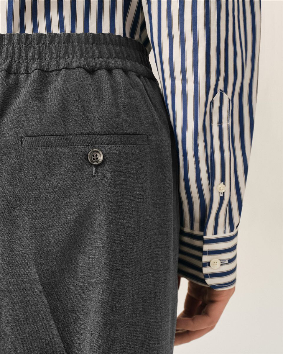 Grey elasticated-waist wool trousers-AMI-Verso