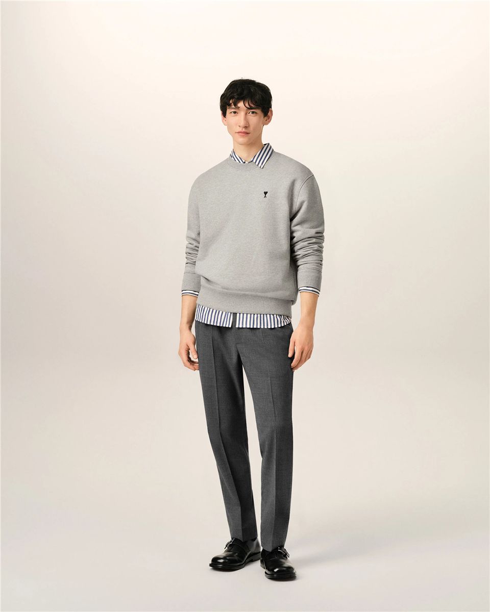 Grey elasticated-waist wool trousers-AMI-Verso