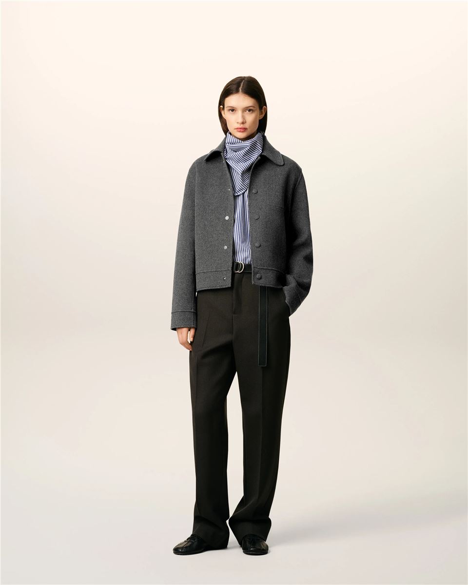 Grey Wool Boxy Buttoned Jacket-AMI-Verso