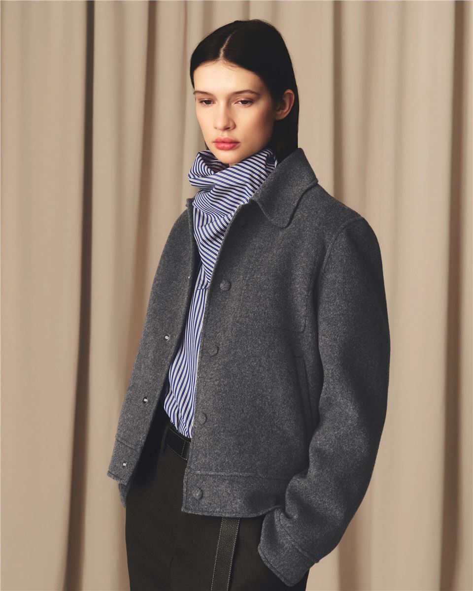 Grey Wool Boxy Buttoned Jacket-AMI-Verso