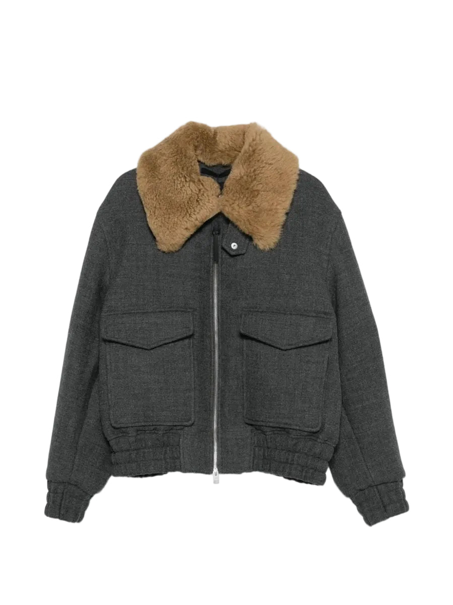 Beige wool padded jacket-AMI-312414-S-Verso