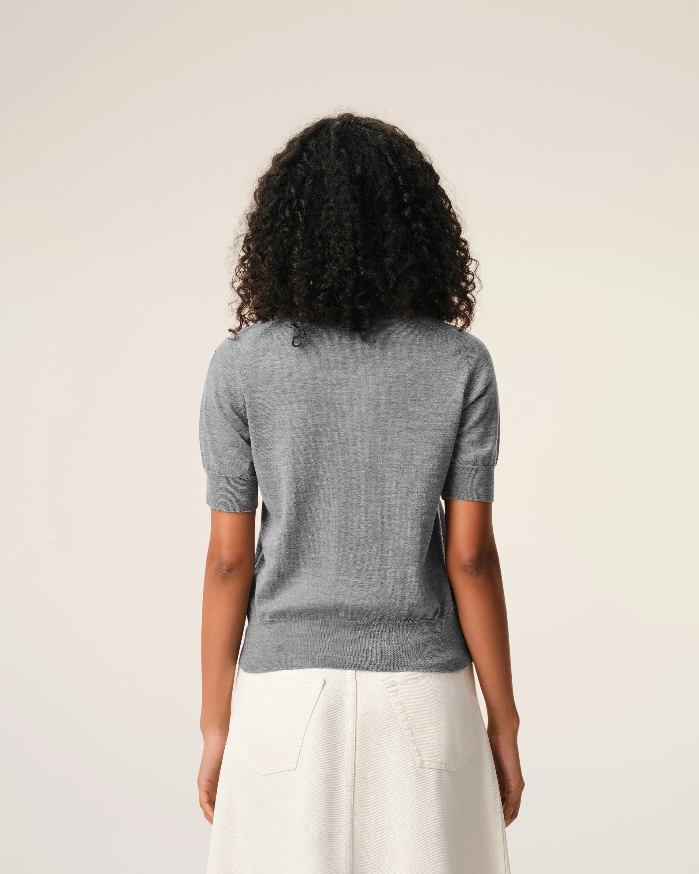 Grey wool short sleeves ami de coeur cardigan-AMI-Verso