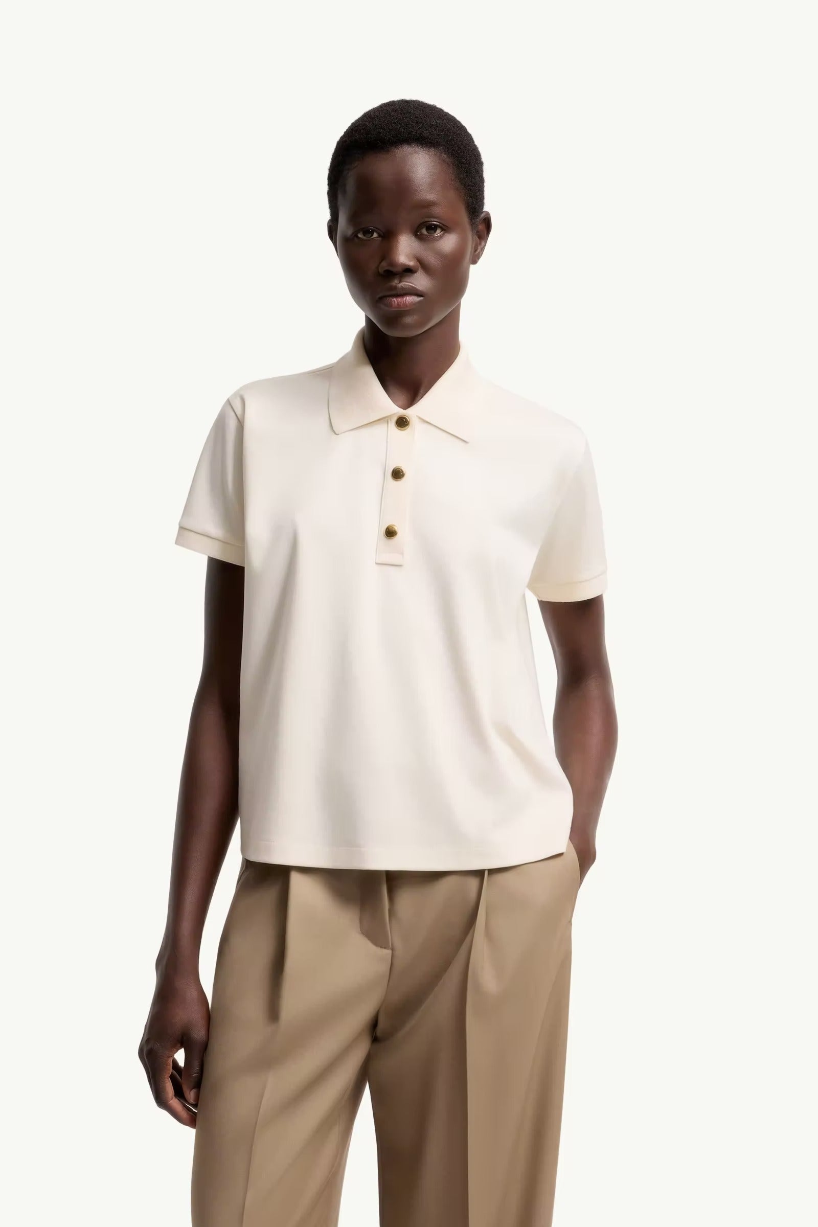Grosgrain logo cotton polo shirt-MONCLER-Verso