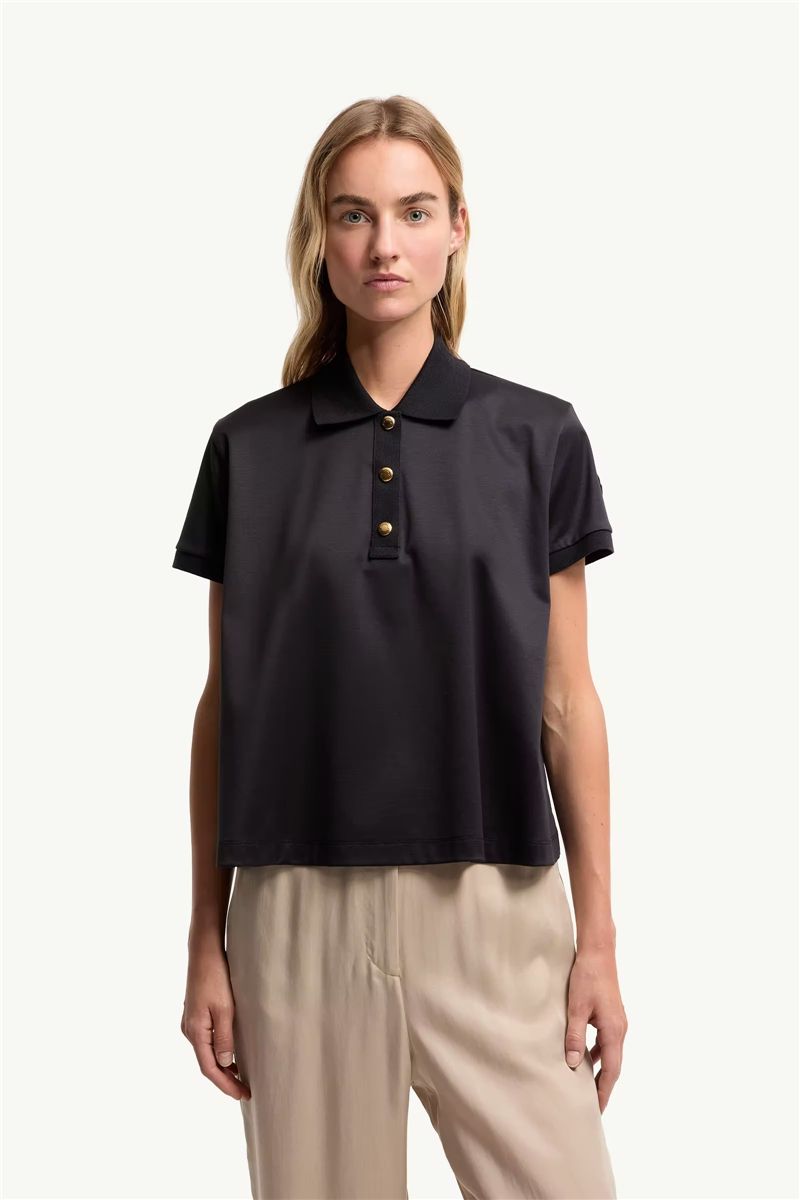 Grosgrain logo cotton polo shirt-MONCLER-Verso