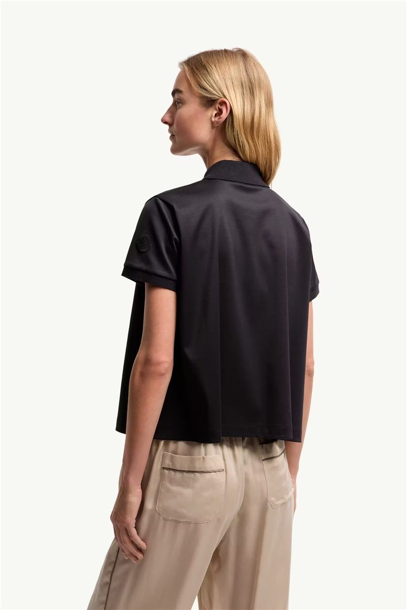 Grosgrain logo cotton polo shirt-MONCLER-Verso
