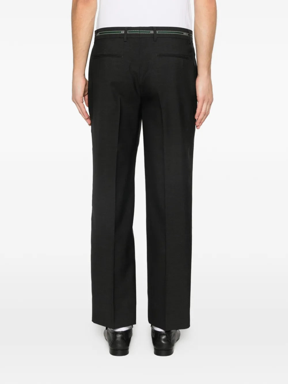 Gucci Logo Waistband Straight Leg Trousers-GUCCI-Verso