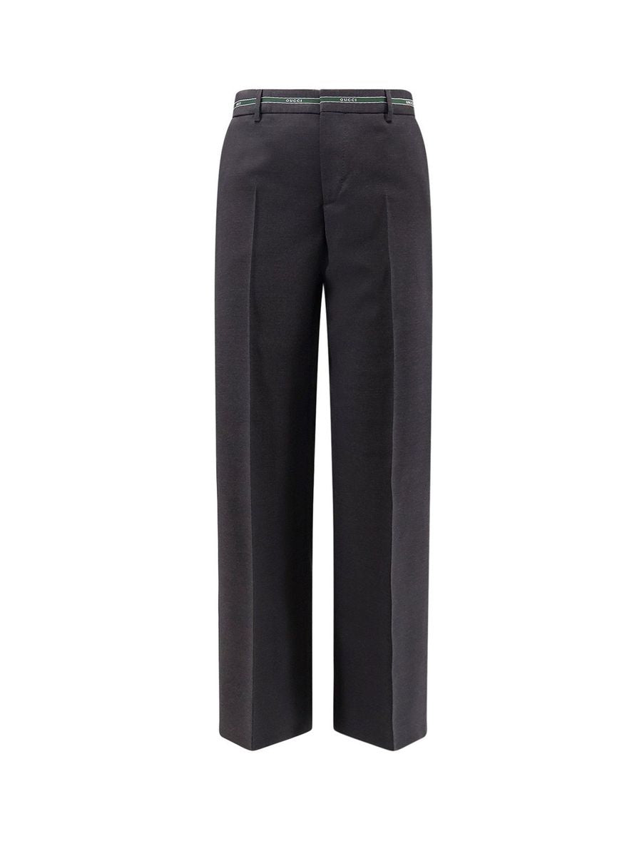 Gucci logo waistband straight leg trousers-GUCCI-Verso