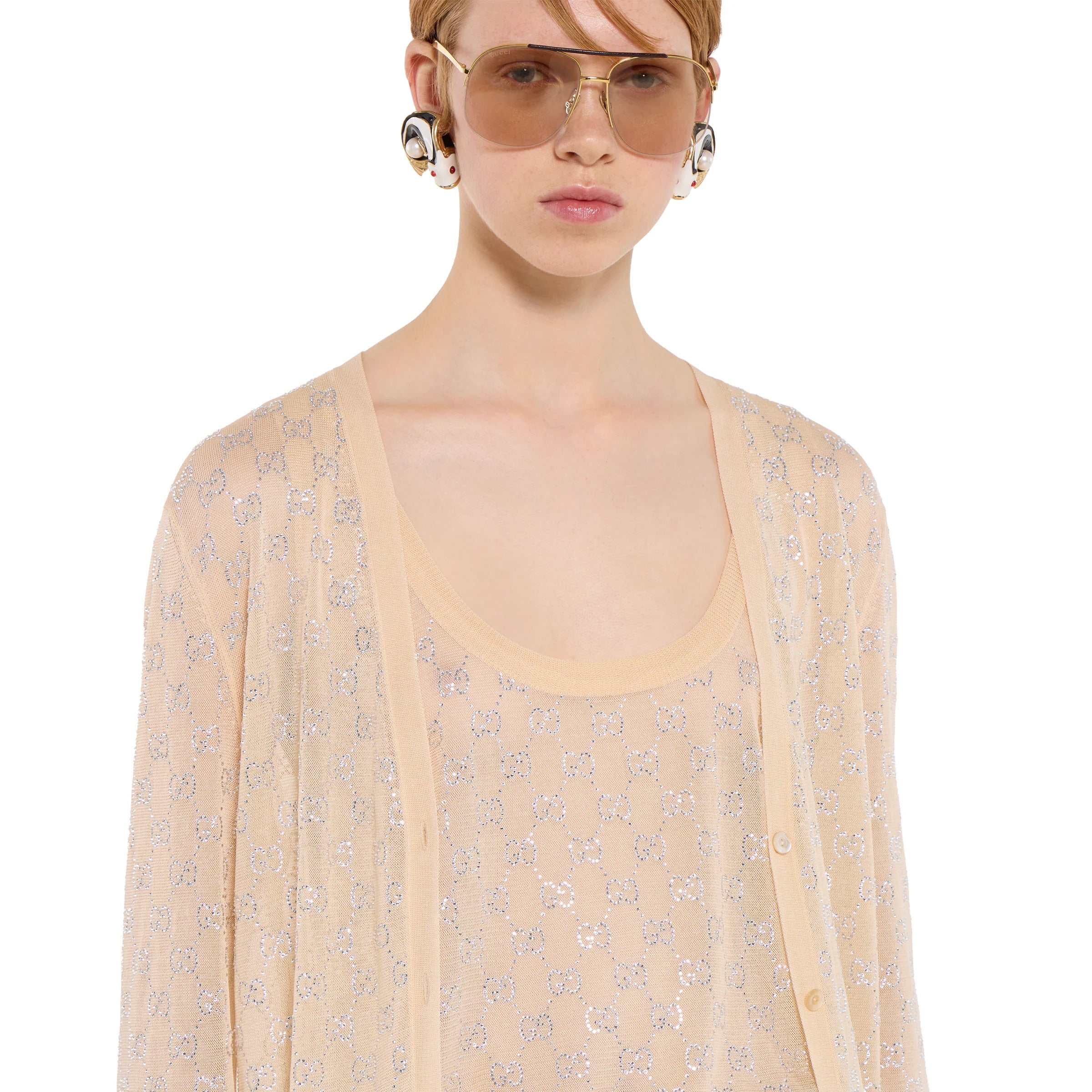 Gucci Monogrammed Embellished Tank Top-GUCCI-Verso