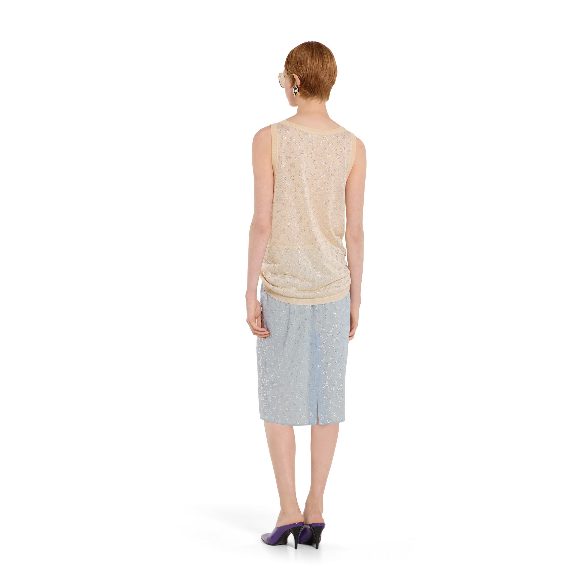 Gucci Monogrammed Embellished Tank Top-GUCCI-Verso