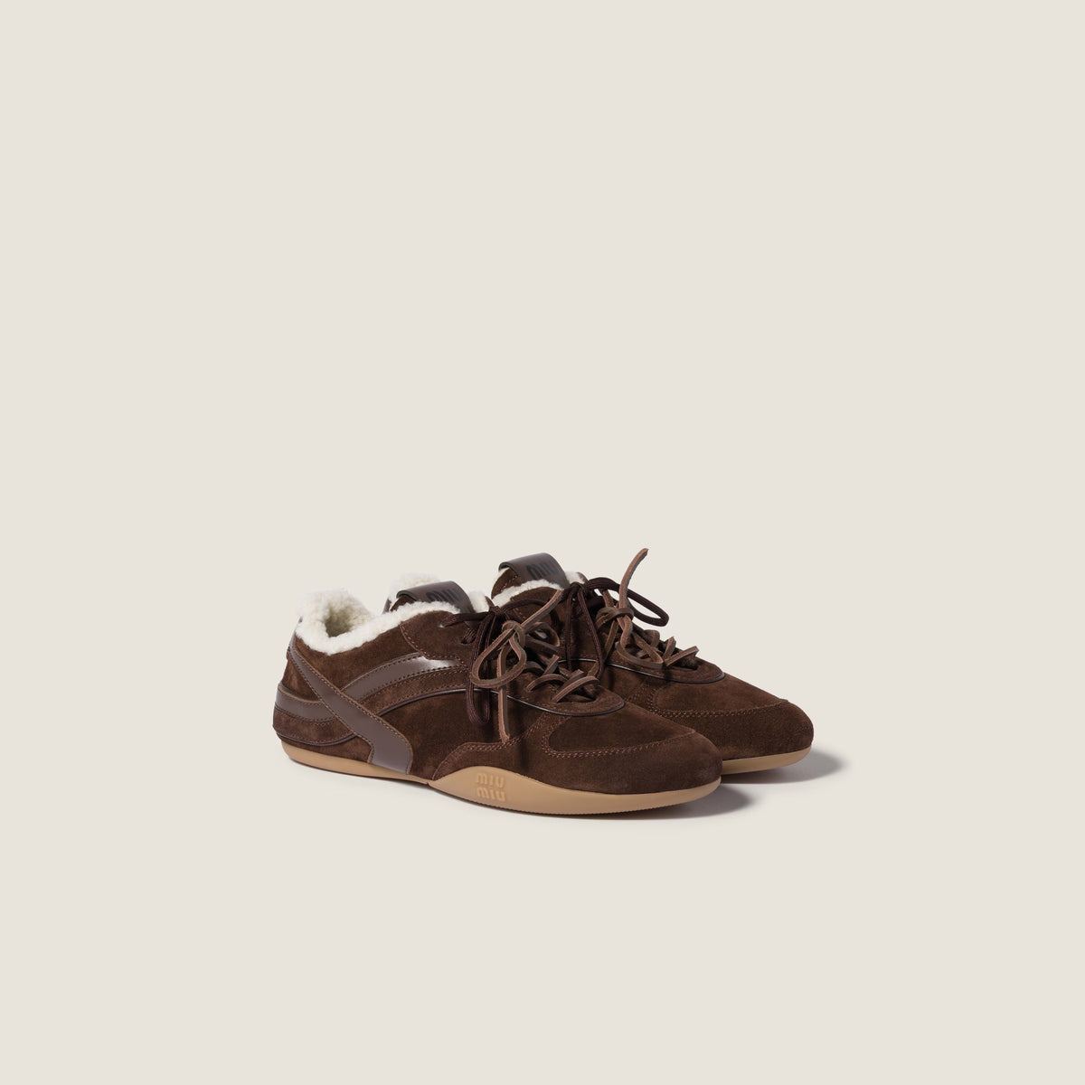 Gymnasium Suede and Shearling Sneakers-MIU MIU-Verso
