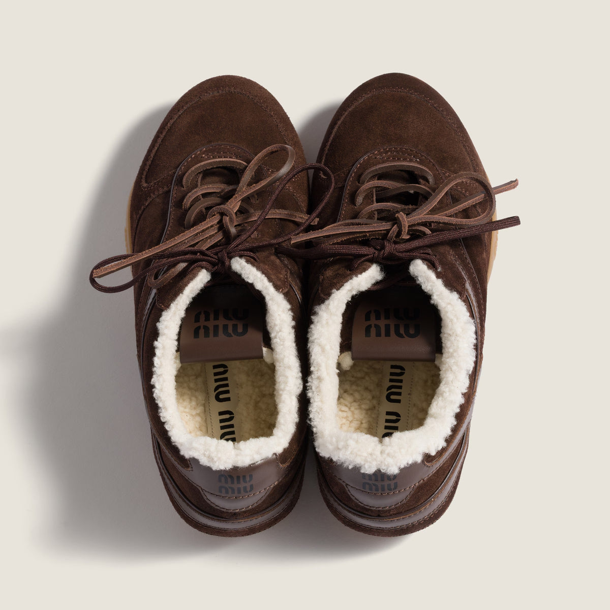 Gymnasium Suede and Shearling Sneakers-MIU MIU-Verso