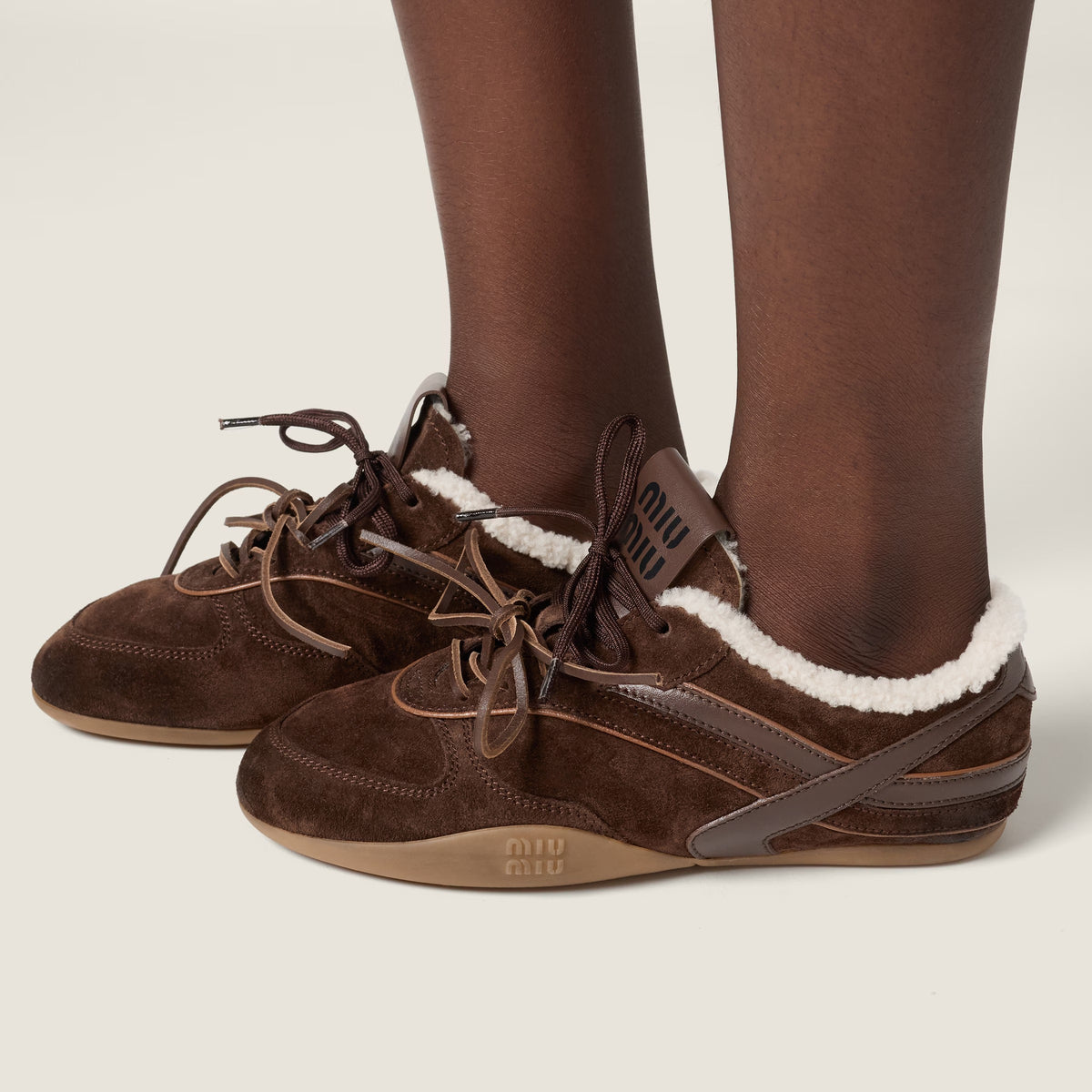 Gymnasium Suede and Shearling Sneakers-MIU MIU-Verso