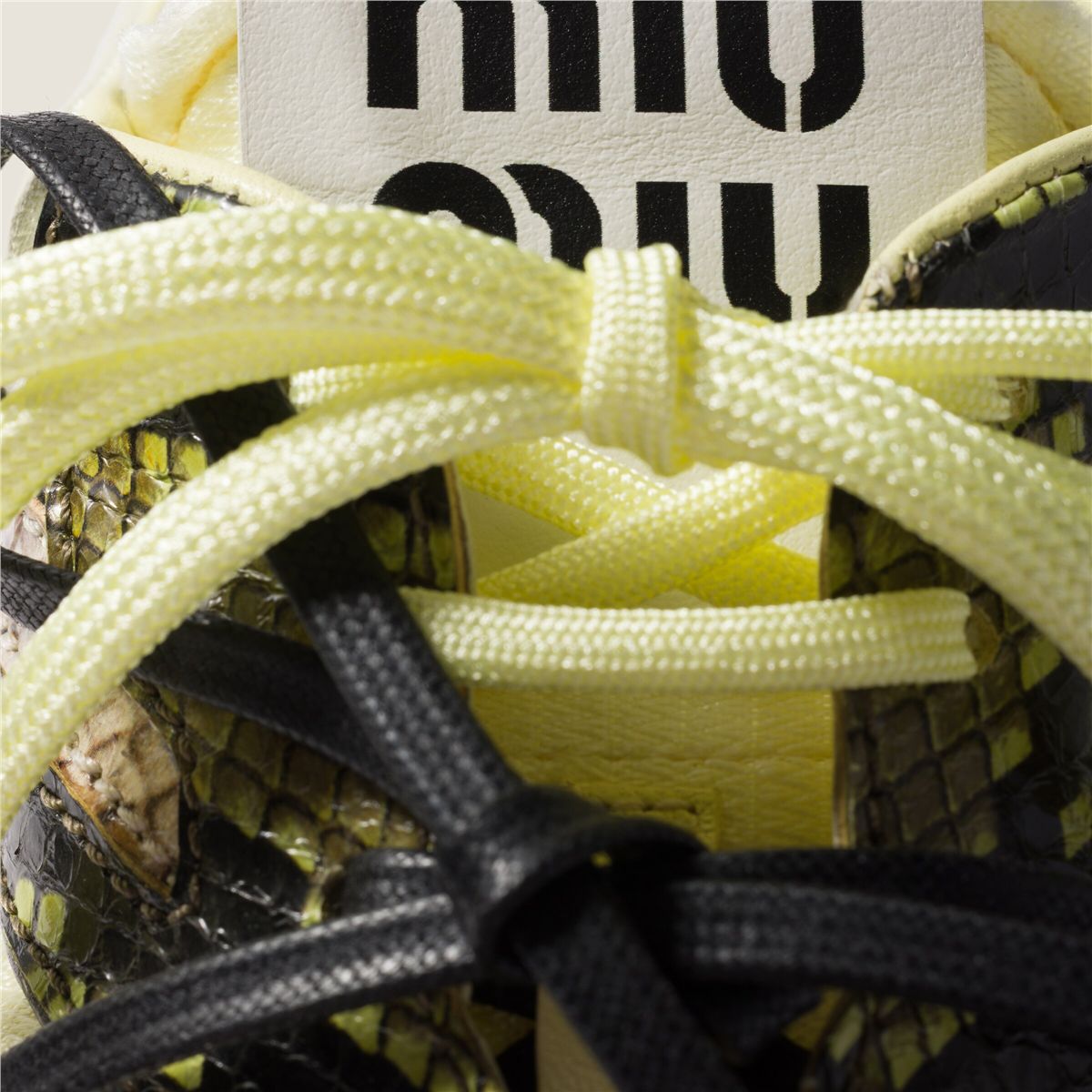 Gymnasium technical fabric and python-print ayers leather sneakers-MIU MIU-Verso