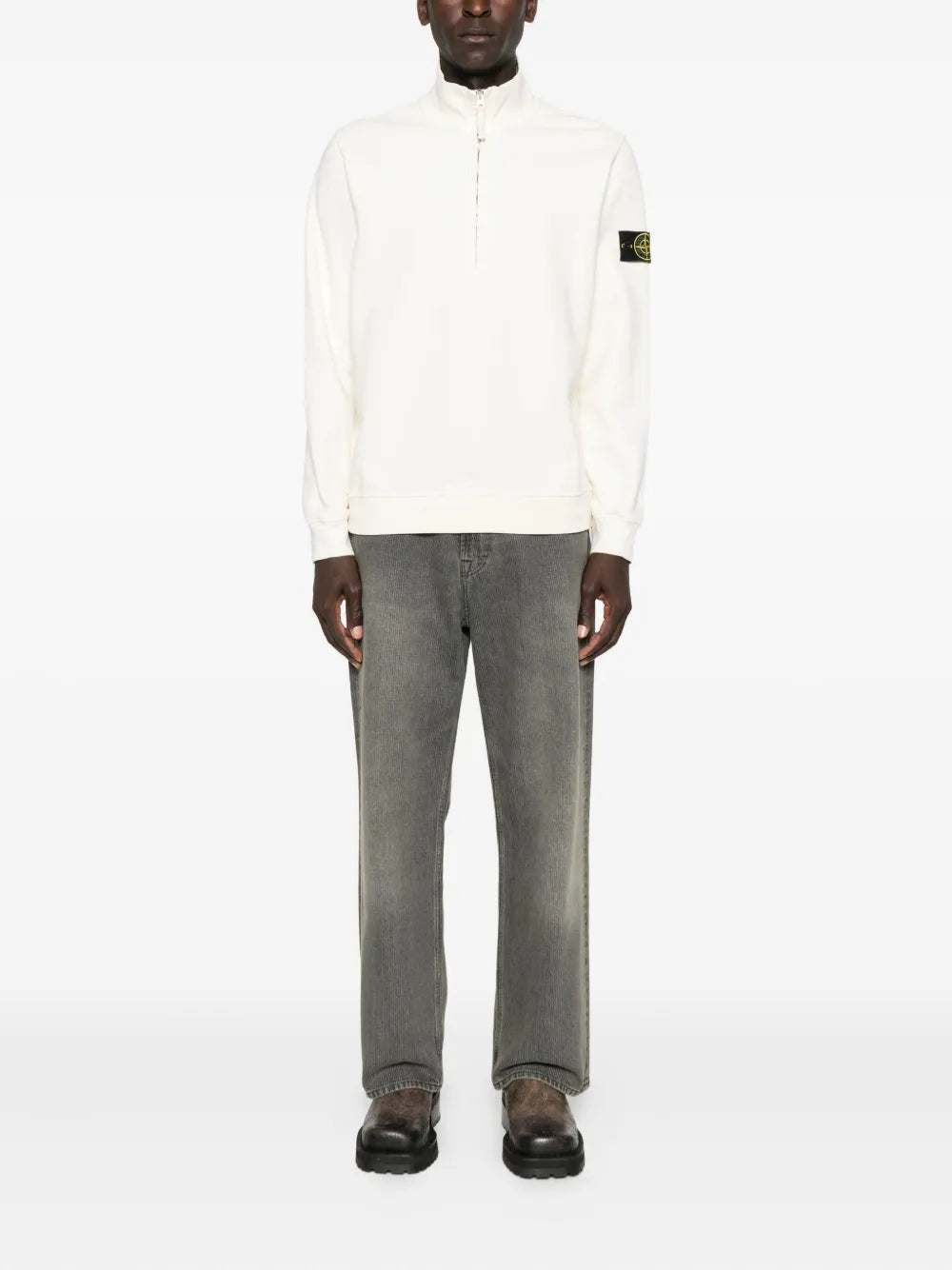 Half-zip Logo-patch Sweatshirt-STONE ISLAND-Verso