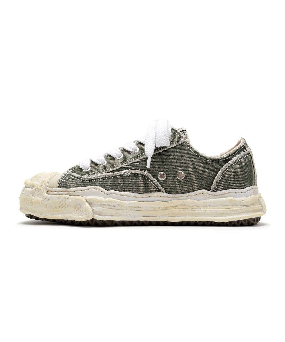 "HANK" OG Sole Bleach-Wash Denim Canvas Low-top Sneaker-MAISON MIHARA YASUHIRO-Verso