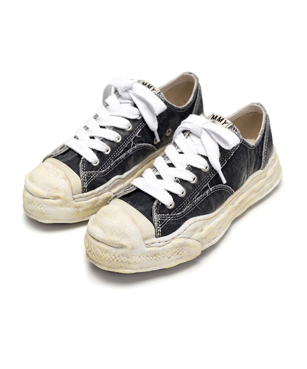 "HANK" OG Sole Bleach-Wash Denim Canvas Low-top Sneaker-MAISON MIHARA YASUHIRO-Verso