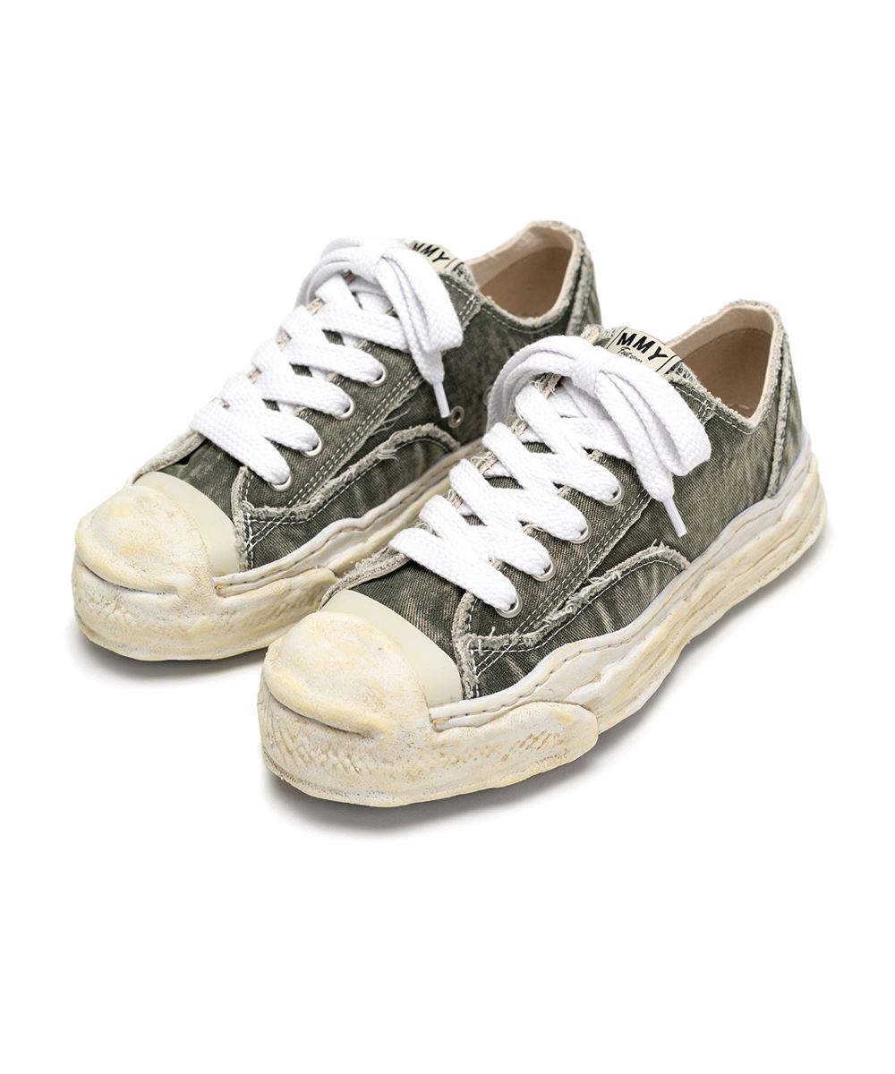 "HANK" OG Sole Bleach-Wash Denim Canvas Low-top Sneaker-MAISON MIHARA YASUHIRO-Verso