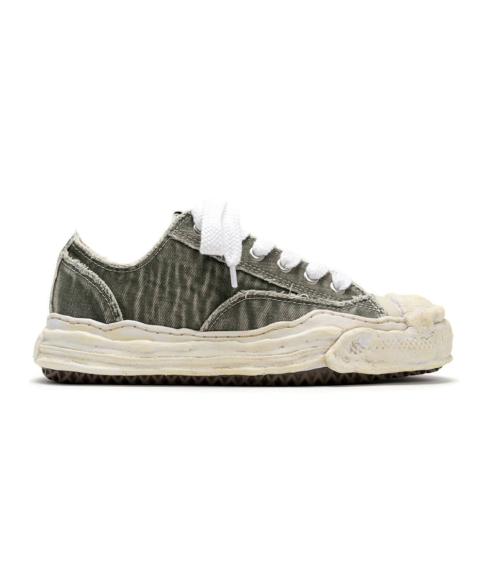 "HANK" OG Sole Bleach-Wash Denim Canvas Low-top Sneaker-MAISON MIHARA YASUHIRO-Verso