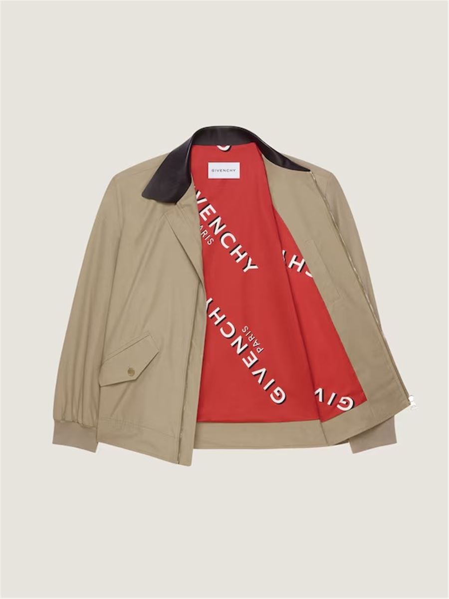 Harrington in cotton with leather details-GIVENCHY-Verso