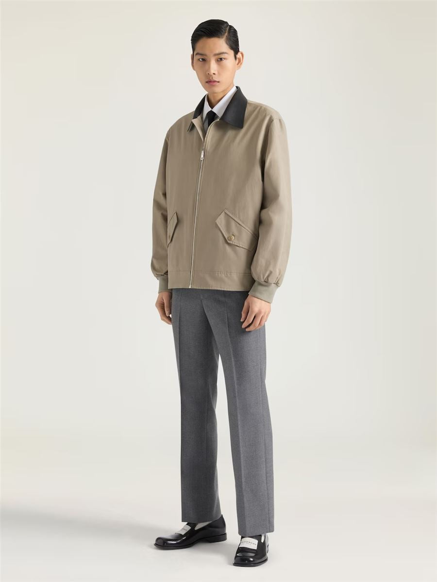 Harrington in cotton with leather details-GIVENCHY-Verso