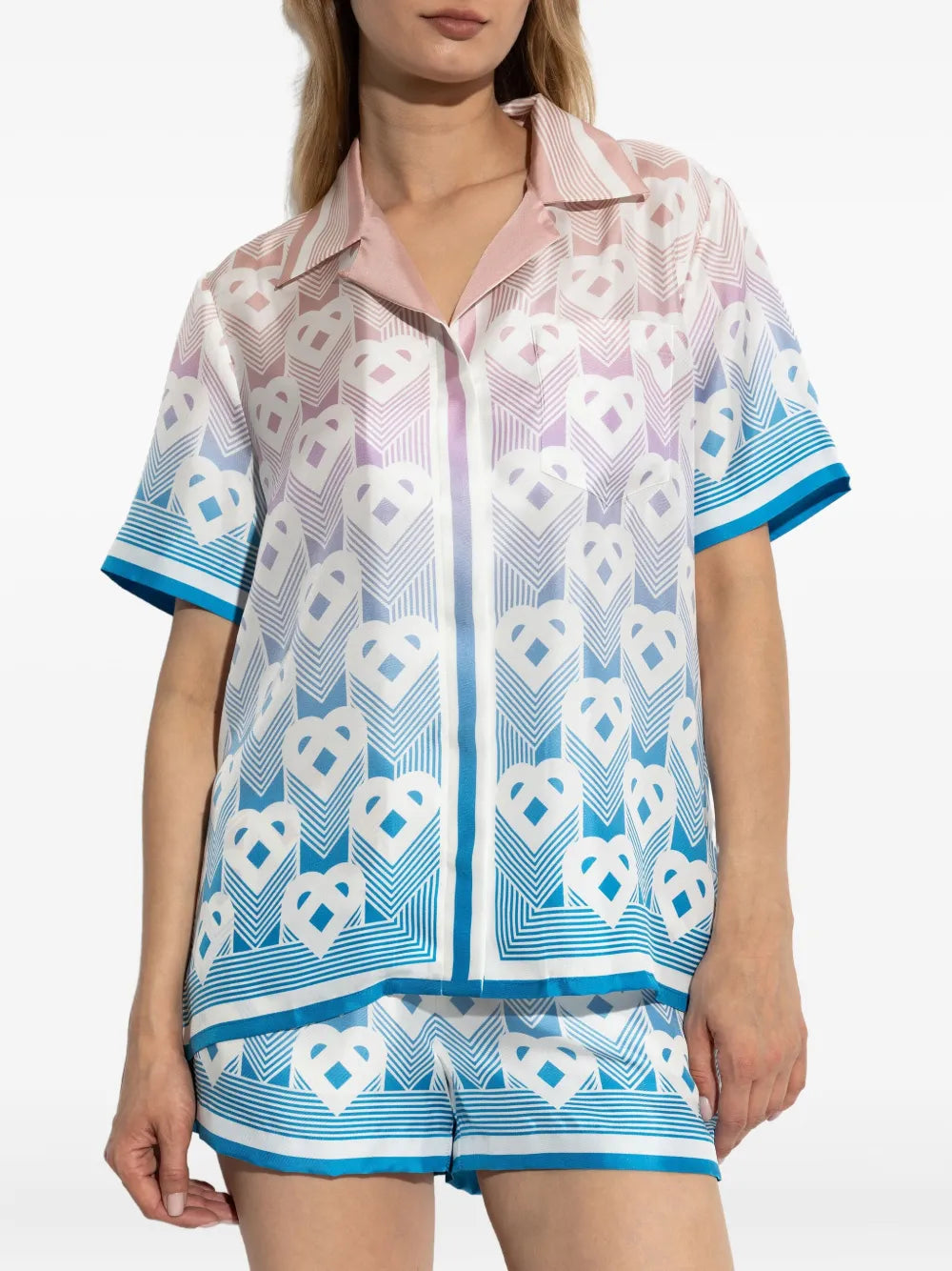 Heart-monogram silk shirt-CASABLANCA-Verso
