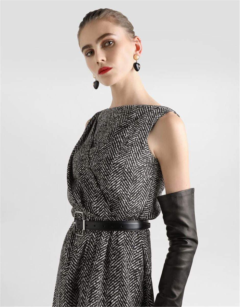 HEAVY CRÊPE COCKTAIL DRESS WITH CHEVRON PRINT-DOLCE & GABBANA-Verso