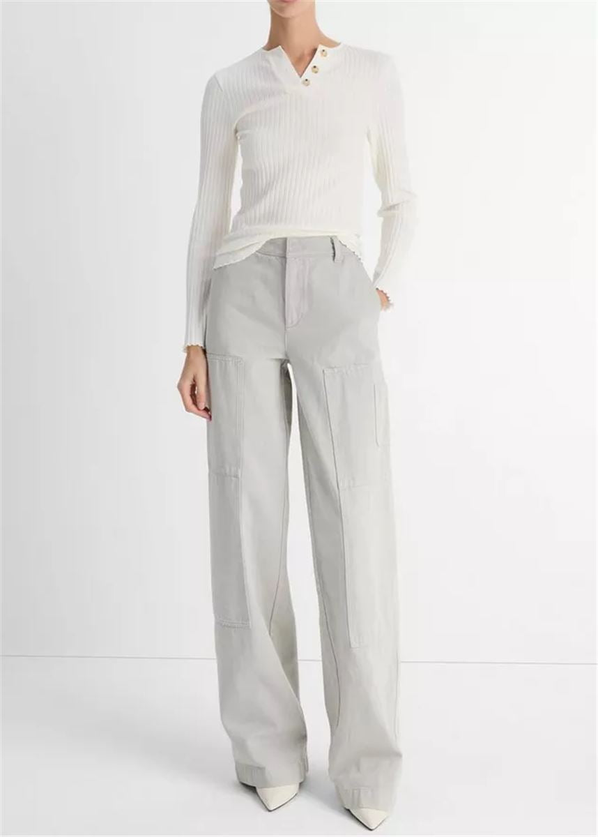HENLEY-NECK RIBBED JUMPER -  VINCE -  Verso