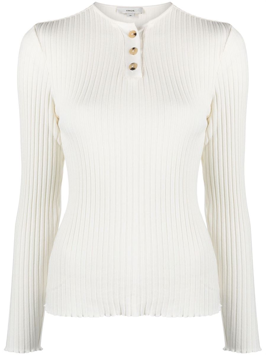HENLEY-NECK RIBBED JUMPER -  VINCE -  Verso