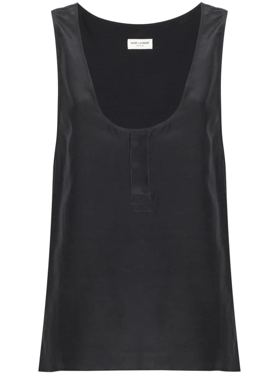 HENLEY-NECK SILK TANK TOP SAINT LAURENT