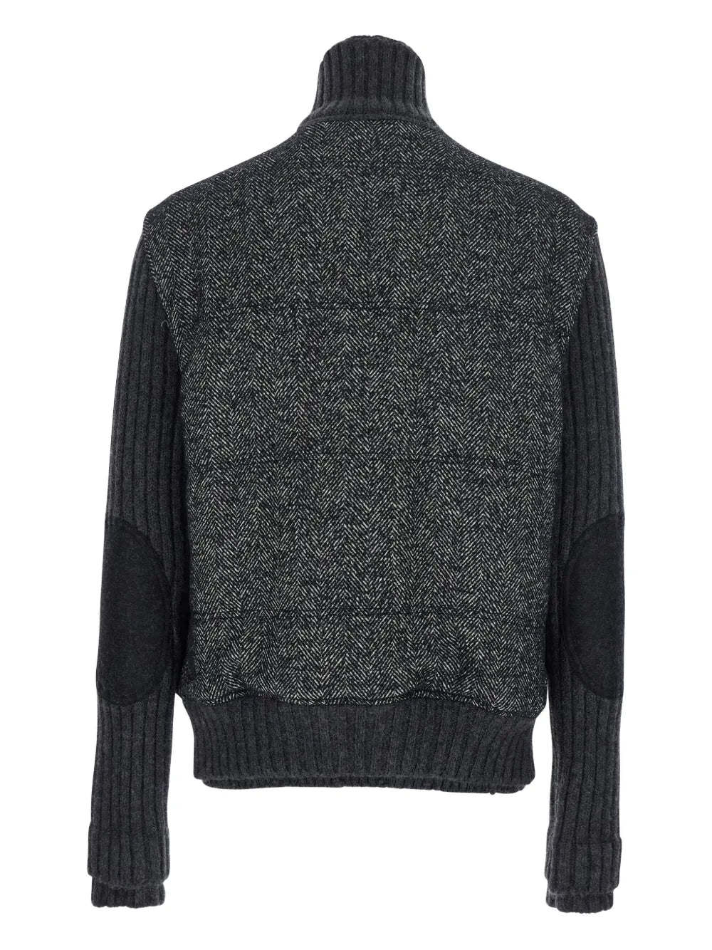 Herringbone-pattern Ribbed-knit Bomber Jacket-DOLCE & GABBANA-Verso