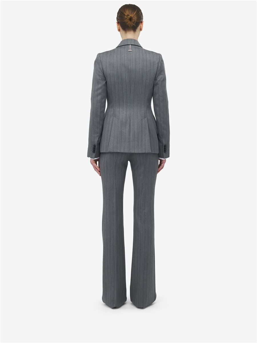 HERRINGBONE SINGLE-BREASTED JACKET IN GREY-A. MCQUEEN-Verso