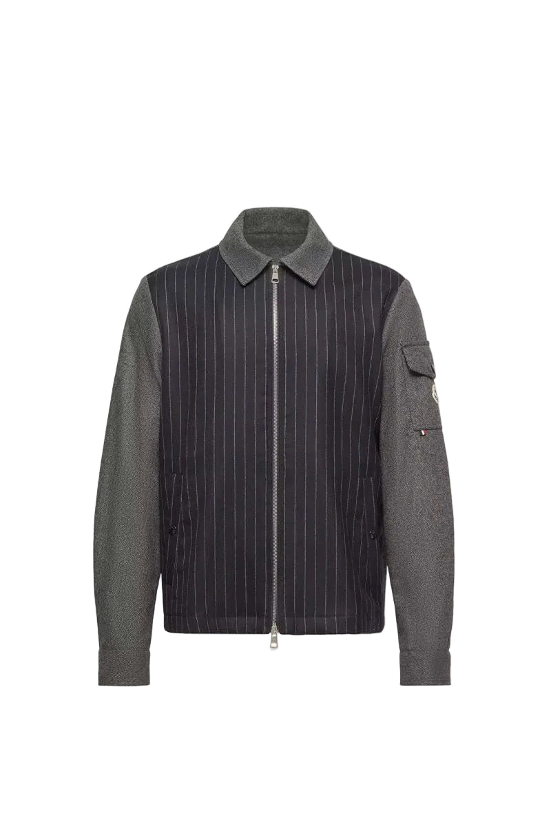 Herringbone wool blend zip-up shirt-MONCLER-312577-S-Verso