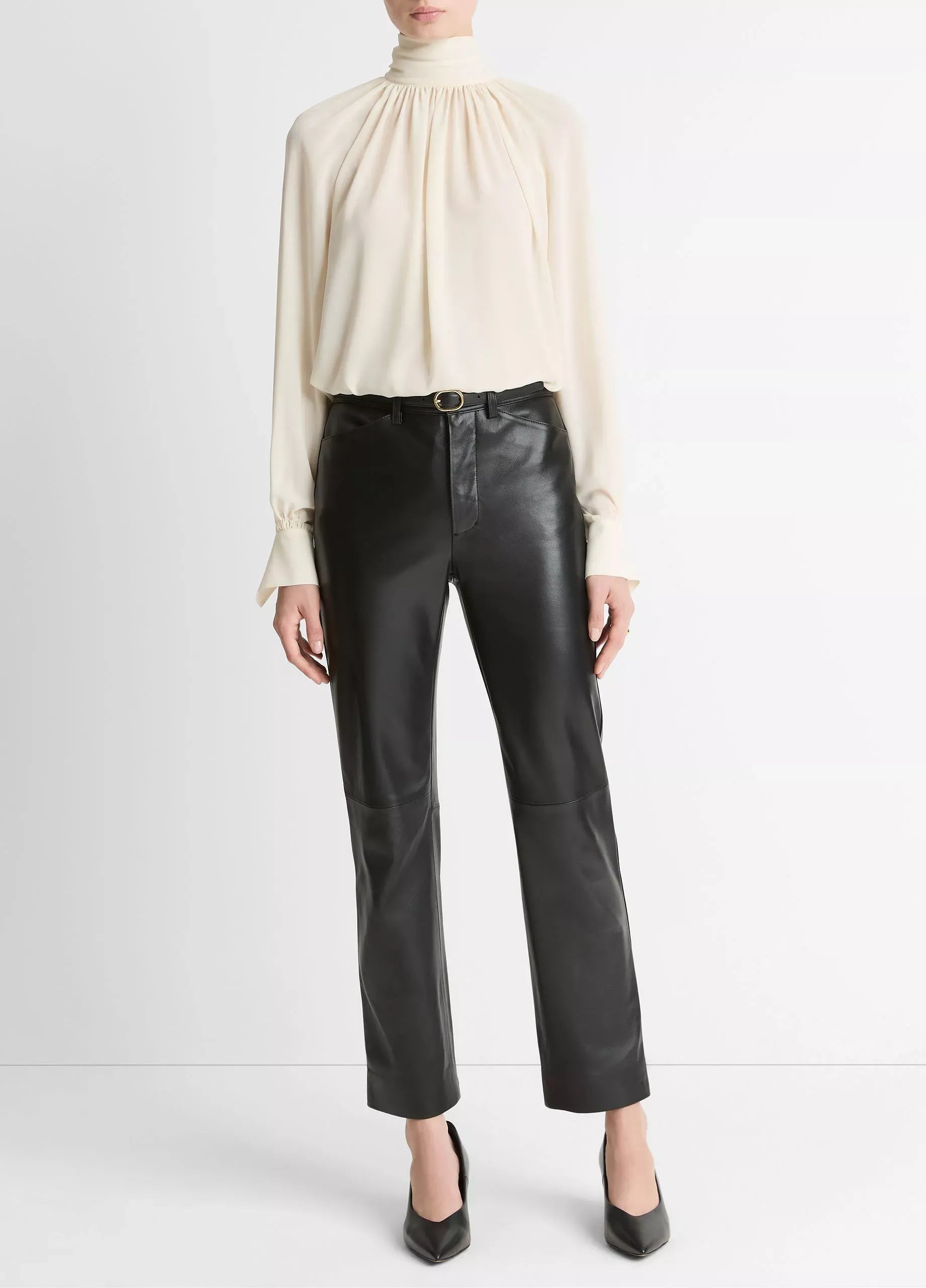 High-neck draped blouse-VINCE-Verso