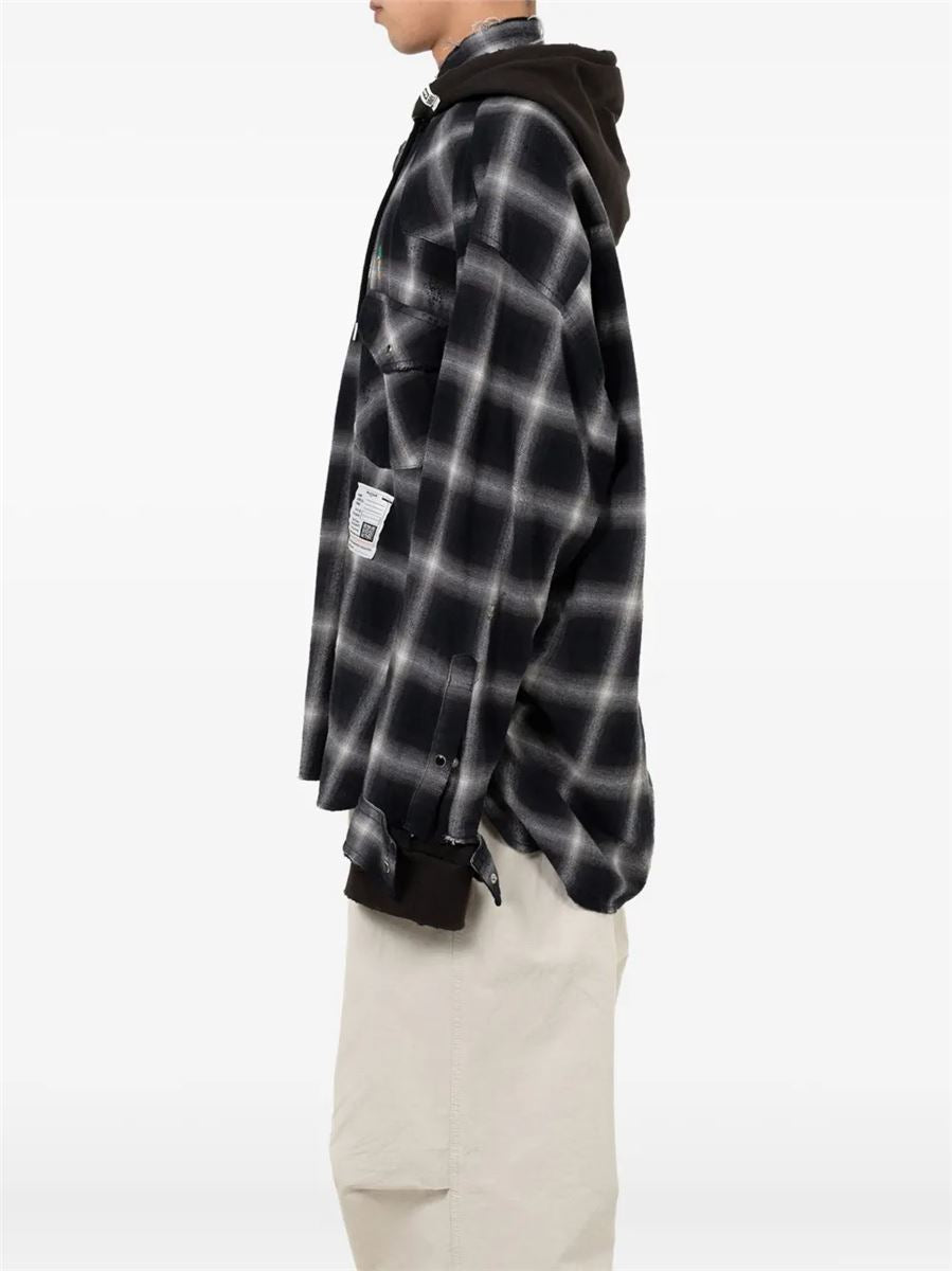 Hooded checked shirt-MAISON MIHARA YASUHIRO-Verso