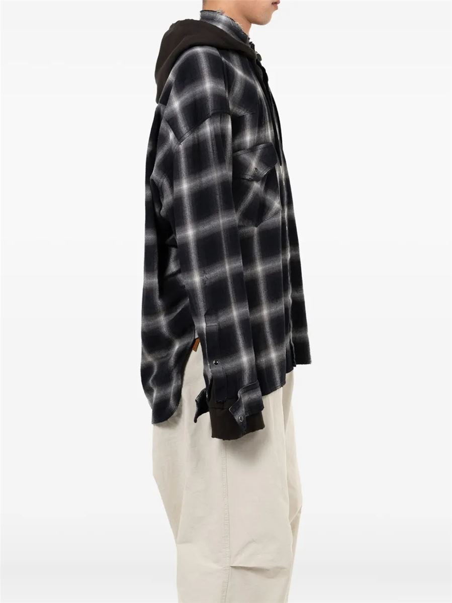Hooded checked shirt-MAISON MIHARA YASUHIRO-Verso