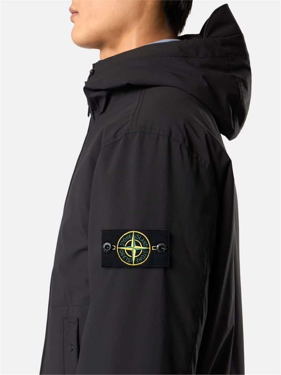 Hooded jacket with wind- and water-resistant membrane-STONE ISLAND-Verso