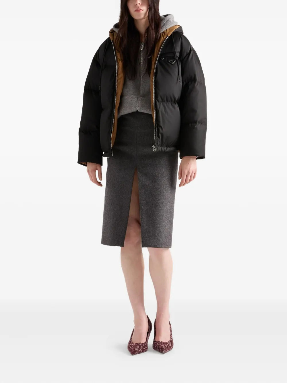 Hooded puffer jacket-PRADA-Verso
