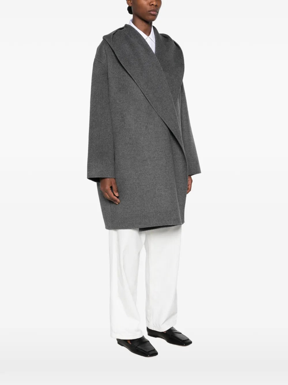 Hooded shawl-lapel oversized coat-TOTEME-Verso