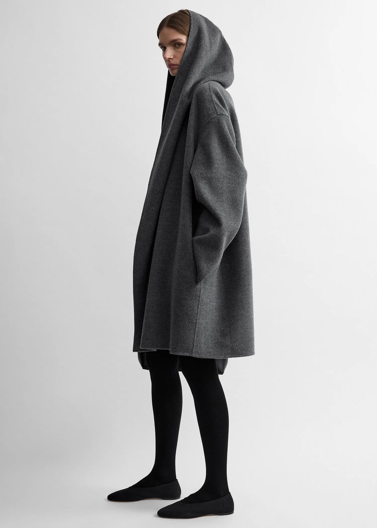 Hooded Shawl-Lapel Oversized Coat-TOTEME-Verso
