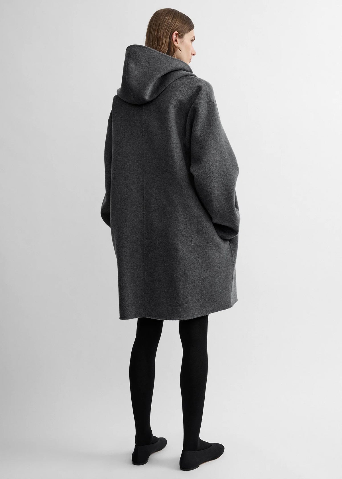 Hooded Shawl-Lapel Oversized Coat-TOTEME-Verso